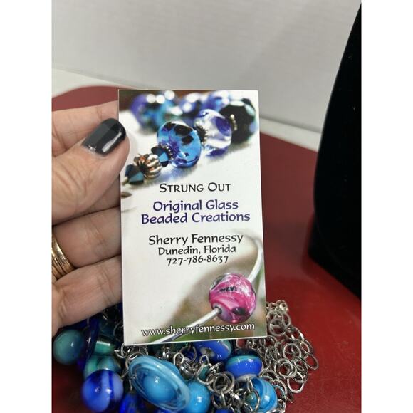 Sherry Fennessy Original Glass Beaded Chunky Necklace Bracelet & Earrings Set‎ - Picture 11 of 12